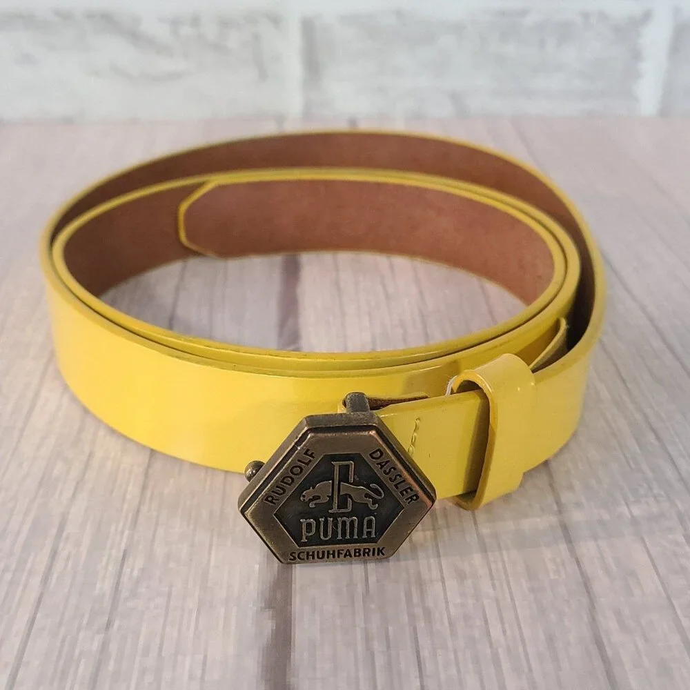 Rudolf Dassler Schuhfabrik Puma Leather Yellow Belt Hard To Find Medium 90cm